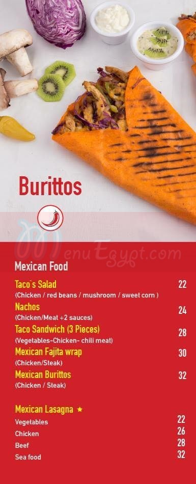 Tacos Mexican Food menu